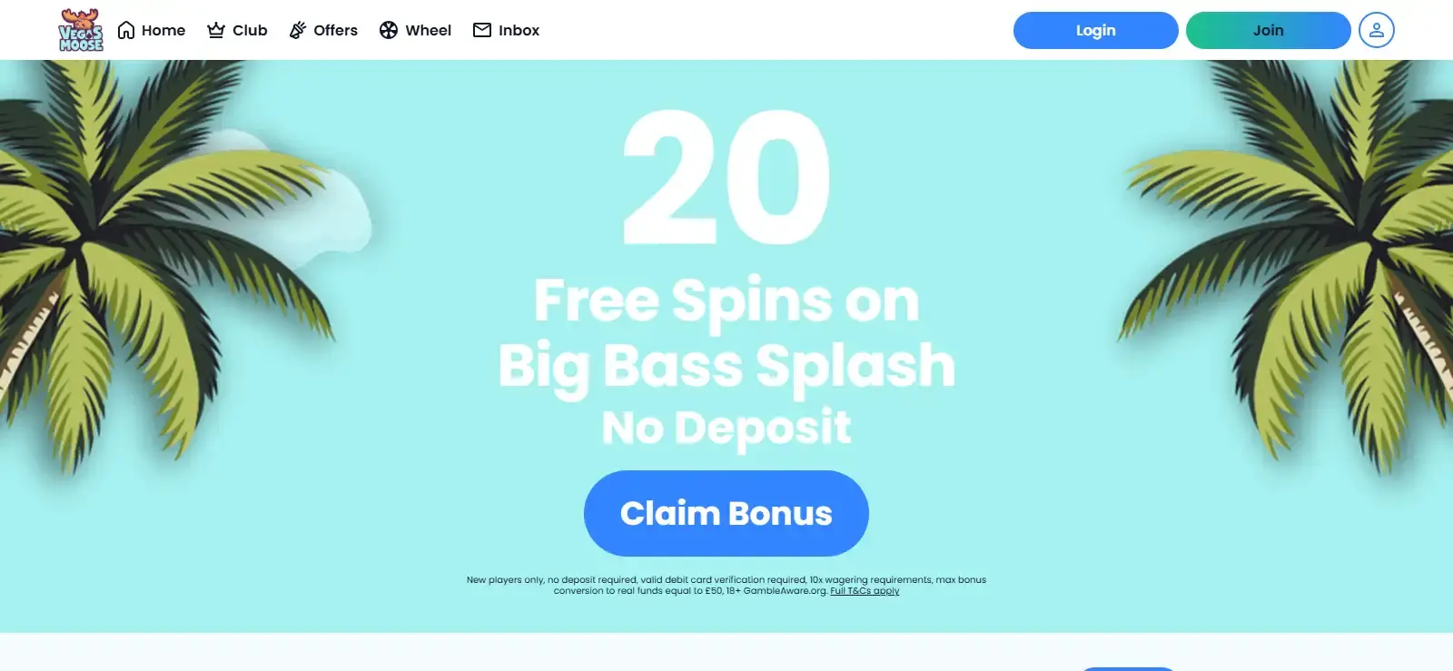 Vegas Moose casino homepage